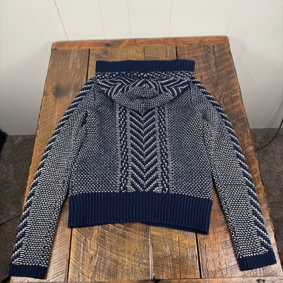 Anthropologie HWR Navy and White Patterned Women's Sweater - Picture 3 of 8